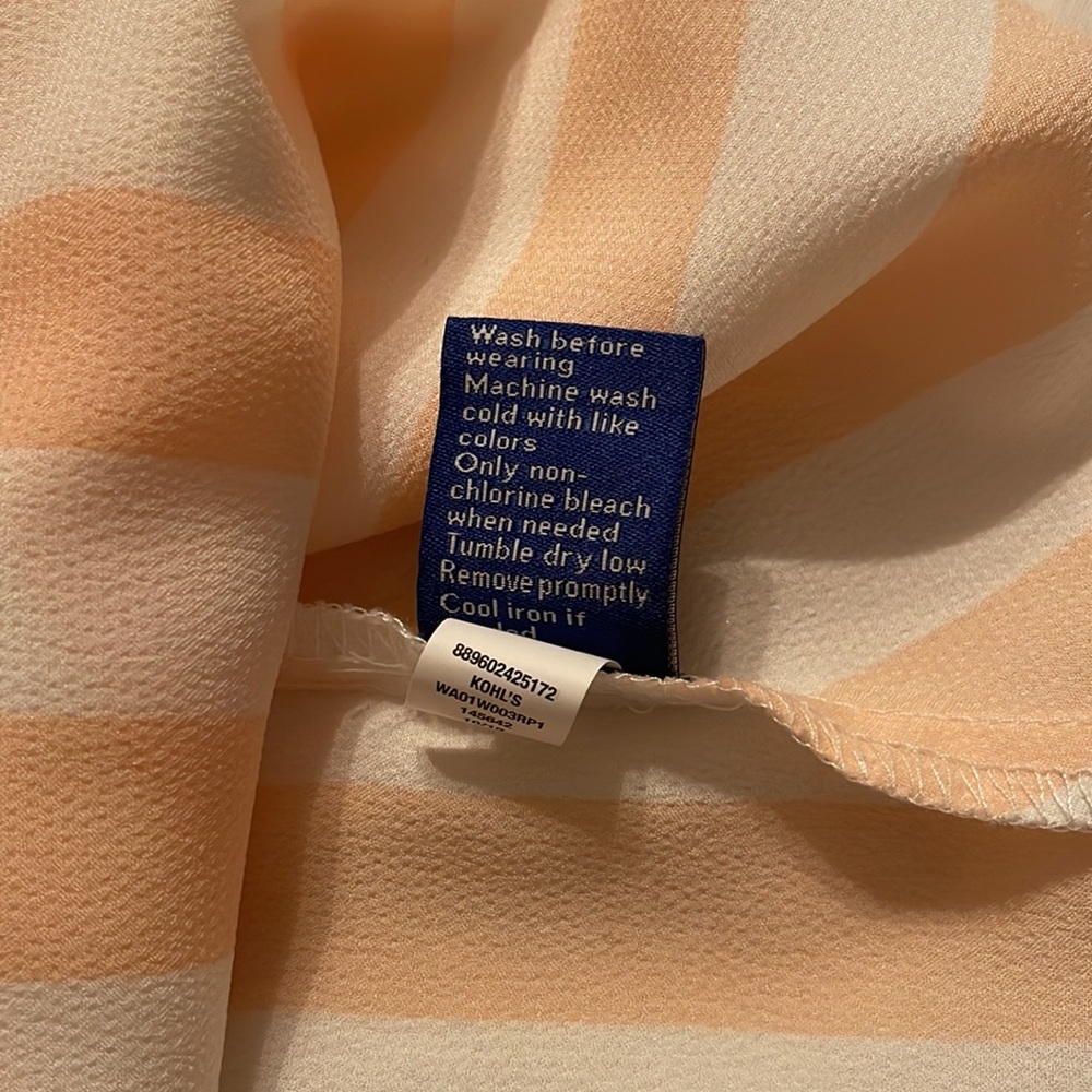 Ladies blouse, Peach and white striped. Size:L - Picture 4 of 4